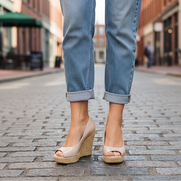 Franco Sarto- size 9-  Nude Wedges - Picture 1 of 13